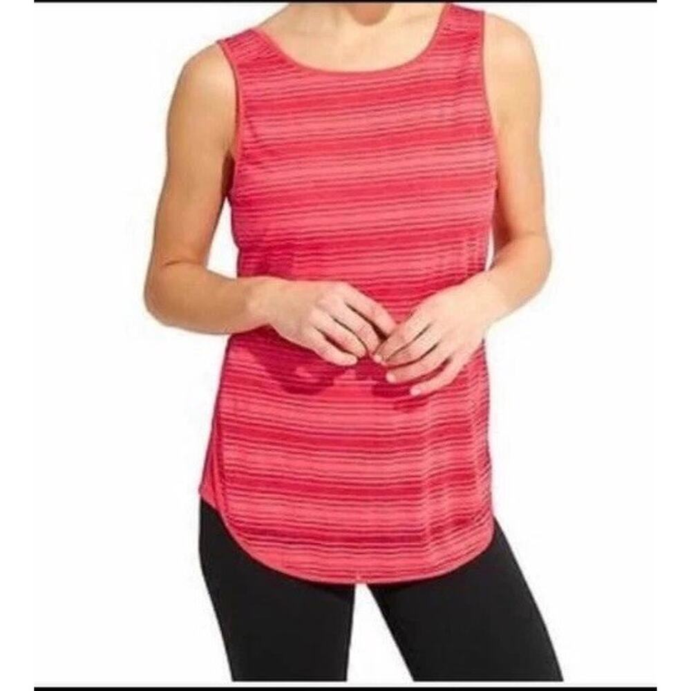 Athleta Women's Coral Pink Striped Tank Top Size Medium